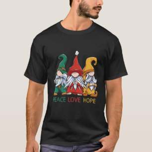 Small gnomes in green red and yellow peas love and T-Shirt