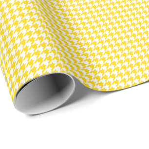 Small Golden Yellow and White Houndstooth Wrapping Paper