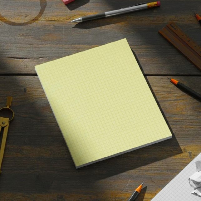 Small Graph Paper Note Pad Yellow (Grids, Squares) (yellow engineering graph paper, quad ruled paper for drafting, technical drawing paper sheets)