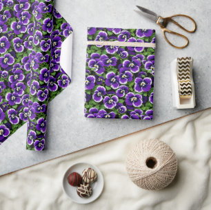 Small Graphic Purple Pansies Wrapping Paper