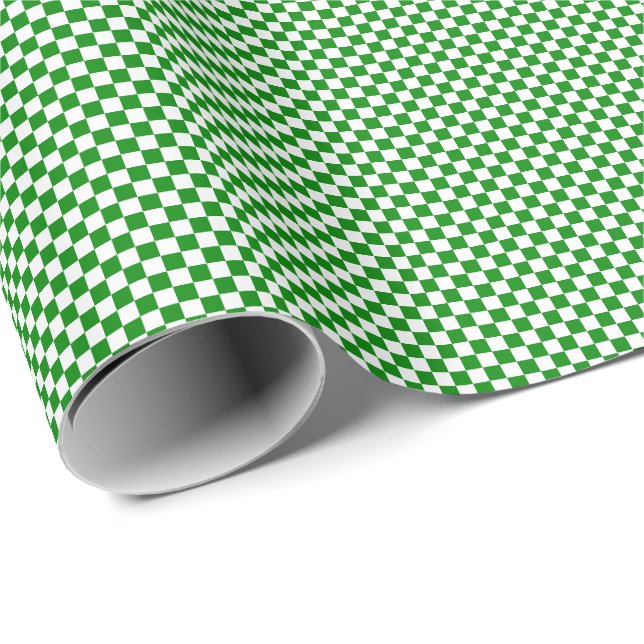 Small Green and White Checks Wrapping Paper (Roll Corner)