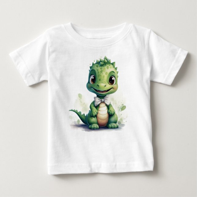 Small Green Dino Baby T-Shirt (Front)