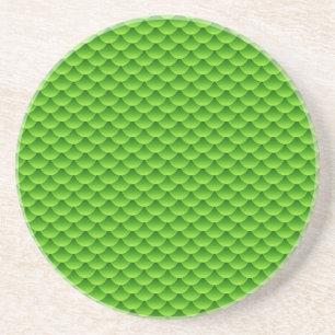 Small Green Fish Scale Pattern Coaster