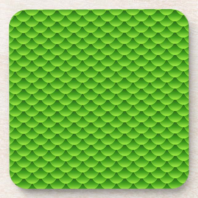 Small Green Fish Scale Pattern Coaster (Front)