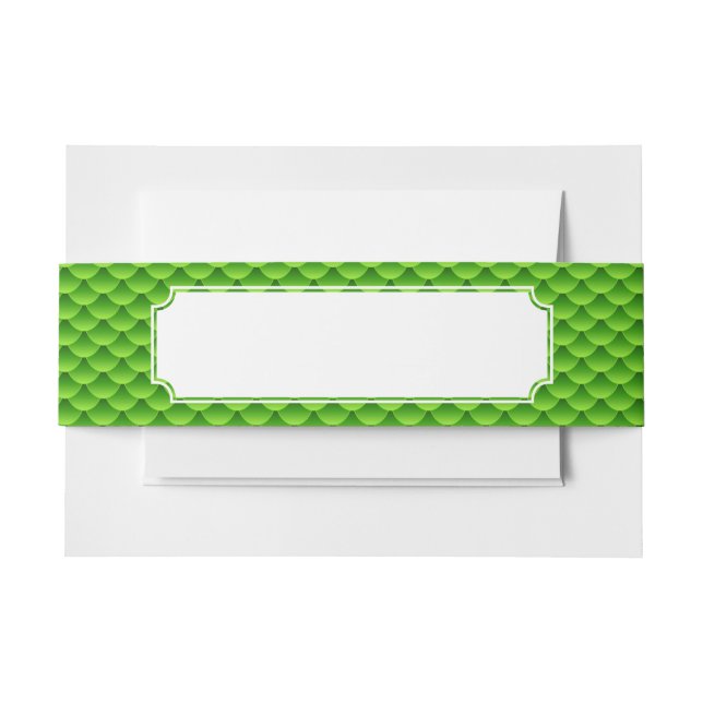 Small Green Fish Scale Pattern Invitation Belly Band (Front Example)