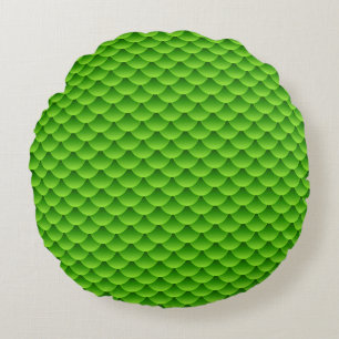 Small Green Fish Scale Pattern Round Cushion