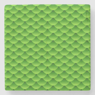 Small Green Fish Scale Pattern Stone Coaster