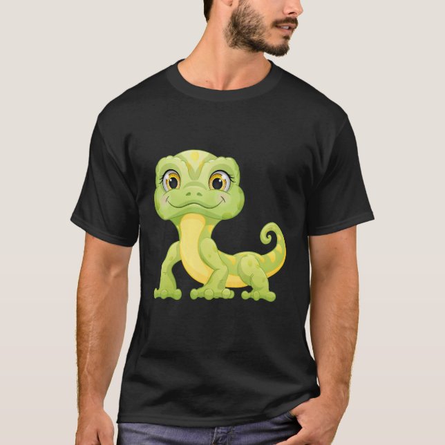 Small Green Lizard Iguana Reptiles T-Shirt (Front)