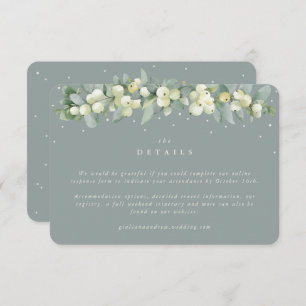 Small Green Snowberry+Eucalyptus Wedding Details Enclosure Card