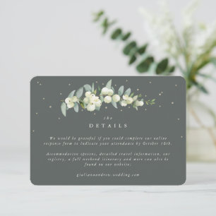 Small Green Snowberry+Eucalyptus Wedding Details Enclosure Card