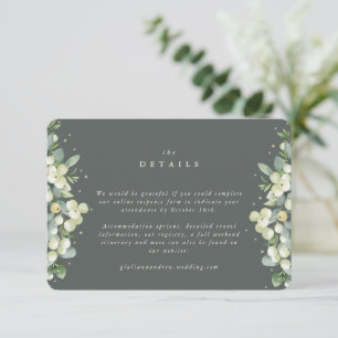 Small Green Snowberry+Eucalyptus Wedding Details Enclosure Card