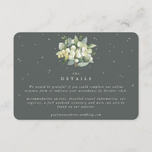 Small Green Snowberry+Eucalyptus Wedding Details Enclosure Card