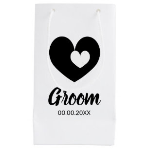 Small groom wedding gift bag with double heart