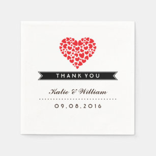 Small Hearts and Red Love Paper Napkin for Wedding