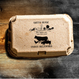 Small Homestead Farm Egg Carton Food Label Rubber Stamp