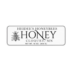 Small Honey Editable Label Vintage Bee Border Return Address Label