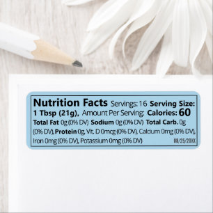 Small Honey Nutrition Facts Blue Product Return Address Label