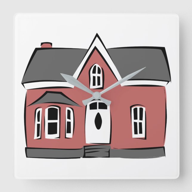 small house square wall clock (Front)