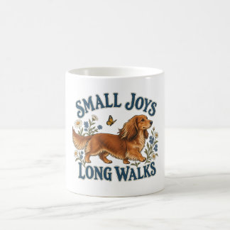 Small Joys Long Walks Dachshund and Wildflowers Coffee Mug