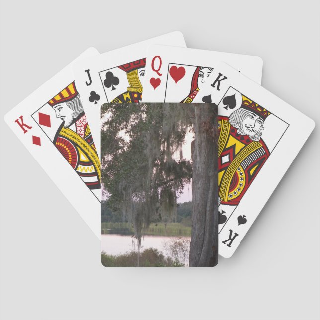 Small lake and moss covered trees playing cards (Back)