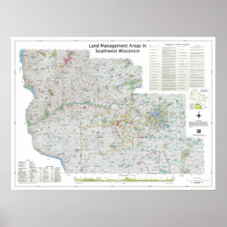 Small | Land Mgt Areas In Southwest Wisconsin Map Poster