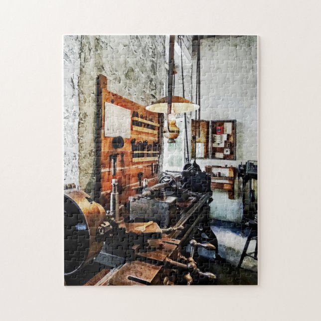 Small Lathe in Machine Shop Jigsaw Puzzle (Vertical)