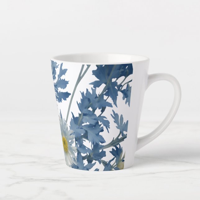 Small Latte Mug, 12 oz - Floral Explosion Design Mug (Right)