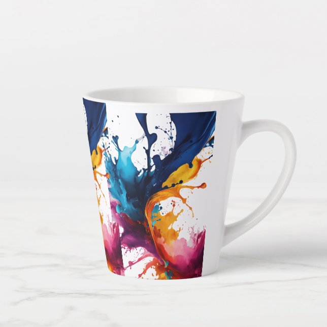 Small Latte Mug - Abstract Colour Splashes  (Right)