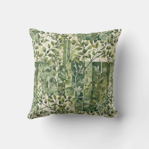 Small Leafy Twigs Colour Block Cushion