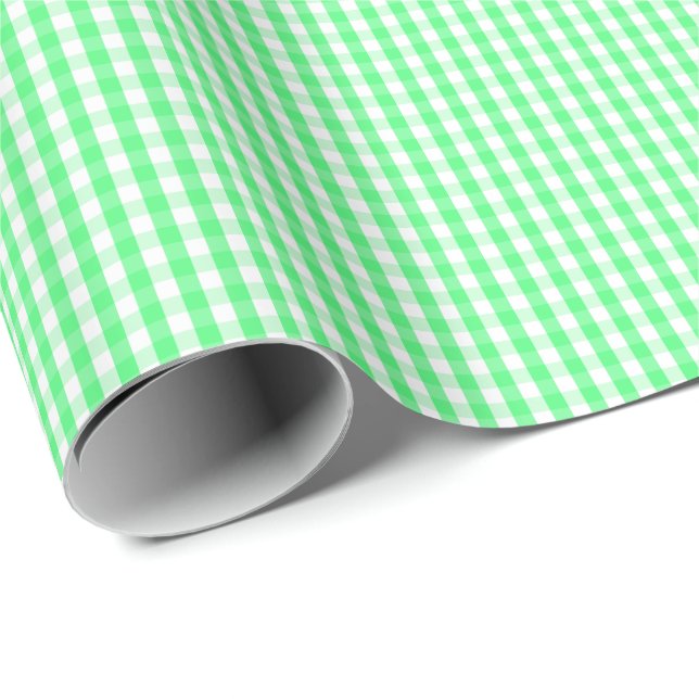 Small Light Green and White Gingham Wrapping Paper (Roll Corner)