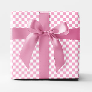 Small Light Pink and White Chequered Wrapping Paper