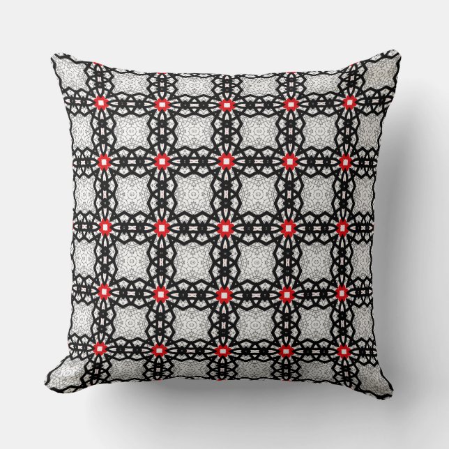 SMALL LOVE ALWAYS BLACK WHITE RED GOTHIC REPEAT  CUSHION (Front)
