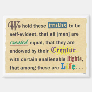 Small magnet with a declaration.