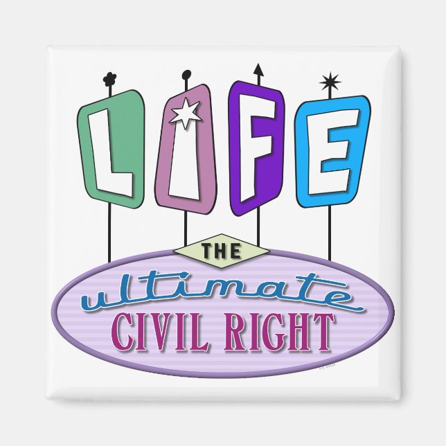 Small magnet with a retro design. (Front)