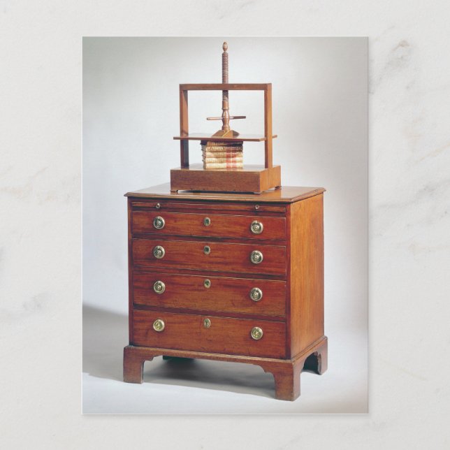 Small Mahogany chest of drawers by Sheraton Postcard (Front)
