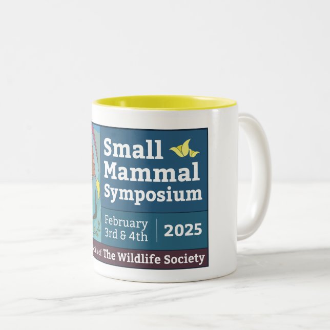 Small Mammal Symposium Mug! Two-Tone Coffee Mug (Front Right)