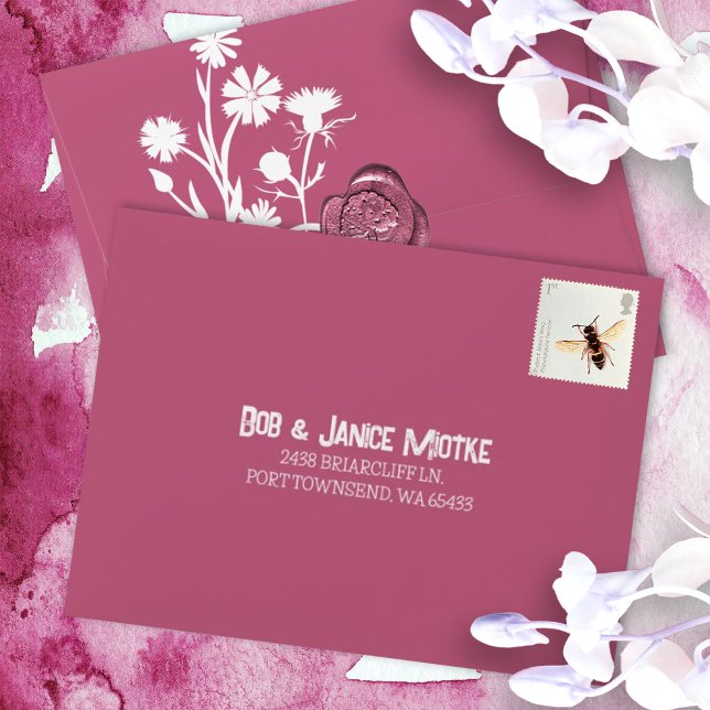 Small Mauve Pink, Pre-Addressed Bat Mitzvah RSVP Envelope (mauve pink red bat mitzvah rsvp card envelopes smaller envelopes for reply enclosure cards)