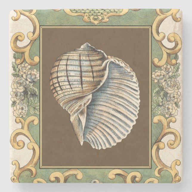 Small Mermaid's Shells Stone Coaster (Front)