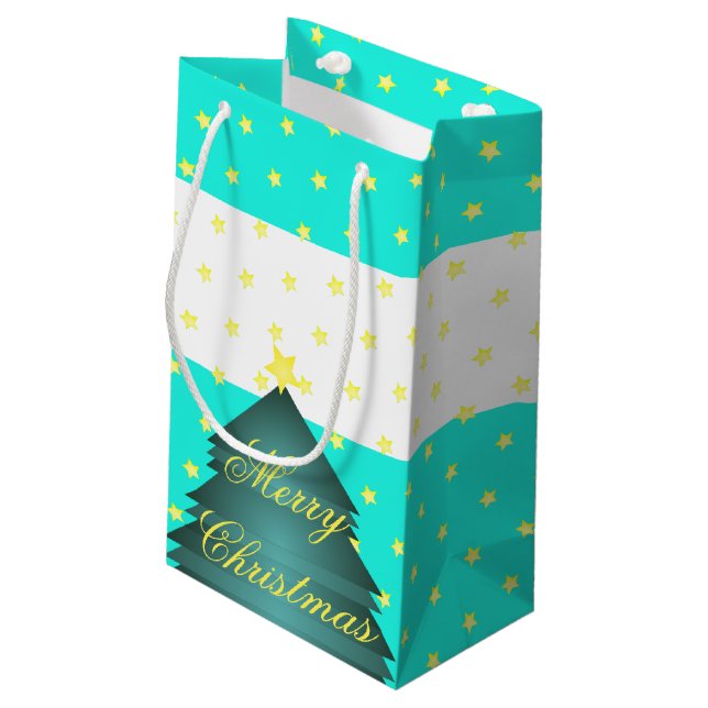 Small Merry Christmas Paper Gift Bag (Back Angled)