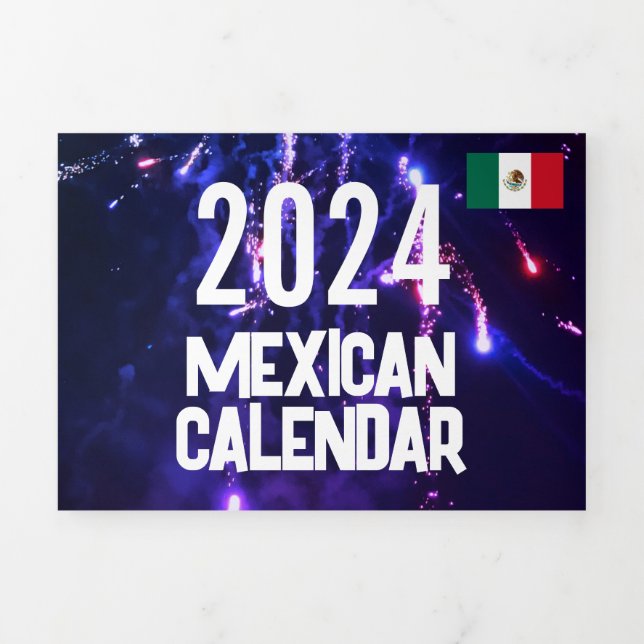 Small Mexican Calendar 2024 with Holidays Tri-Fold Programme (Cover)