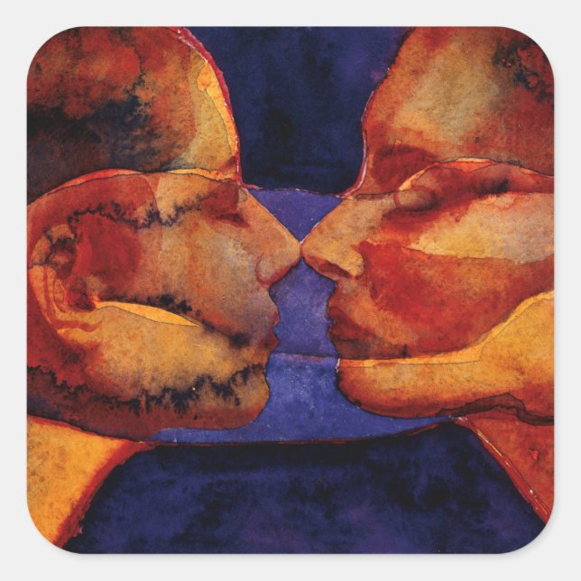 Small Mirror Twin with Figure Square Sticker (Front)