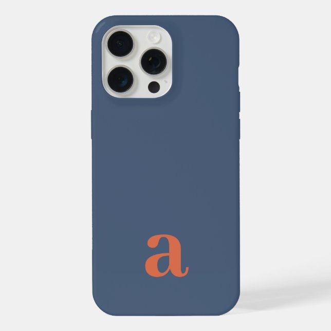 Small Monogram Letter Blue & Red Minimalist iPhone Case (Back)