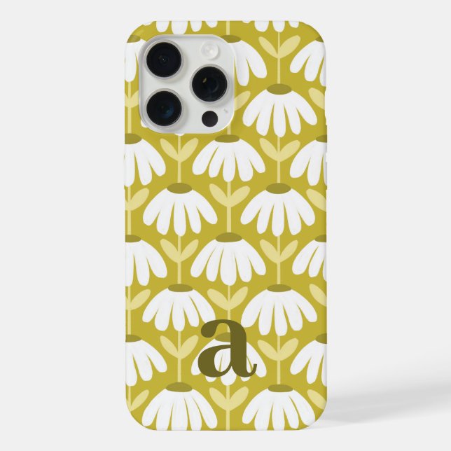 Small Monogram Letter Dark Gold Vintage Floral iPhone Case (Back)
