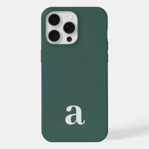 Small Monogram Letter Dark Green Minimalist iPhone 15 Pro Max Case