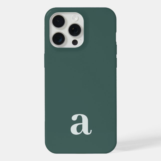 Small Monogram Letter Dark Green Minimalist iPhone Case (Back)