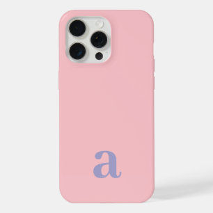Small Monogram Letter Pink & Blue Minimalist iPhone 15 Pro Max Case