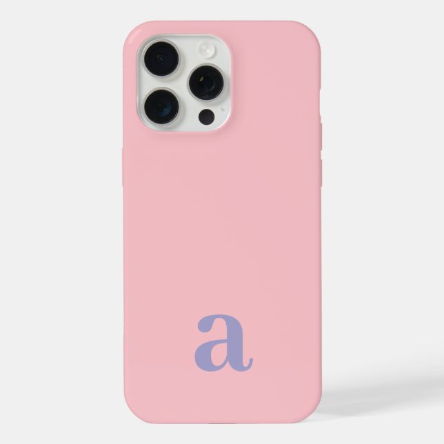 Small Monogram Letter Pink & Blue Minimalist iPhone Case (Back)