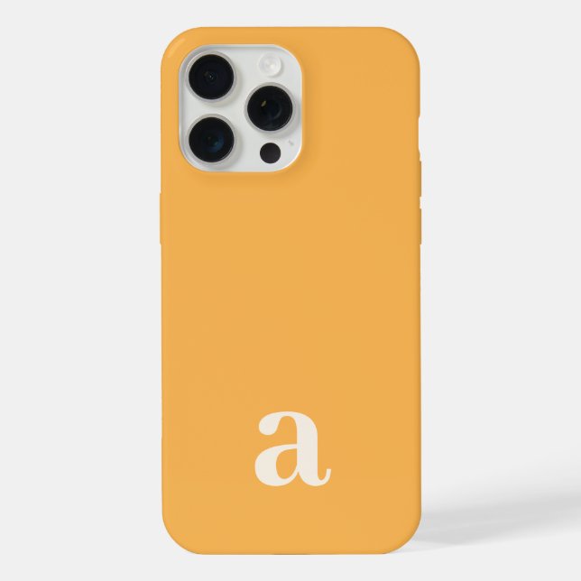 Small Monogram Letter Yellow-Orange Minimalist iPhone Case (Back)