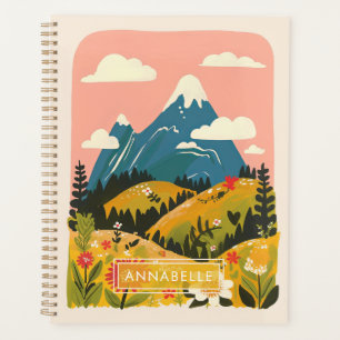 Small Monogram Name Boho Mountains Illustration Planner