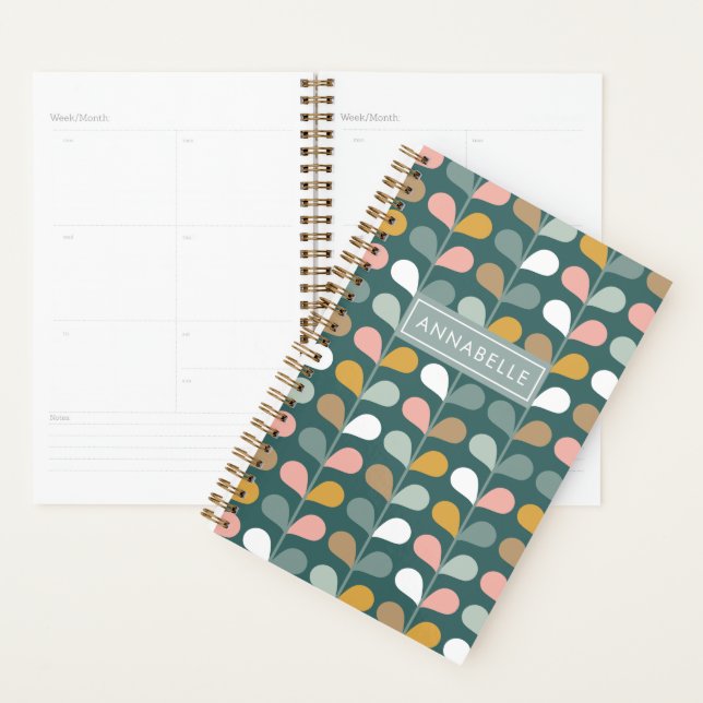 Small Monogram Name Floral Petals Pattern Planner (Display)